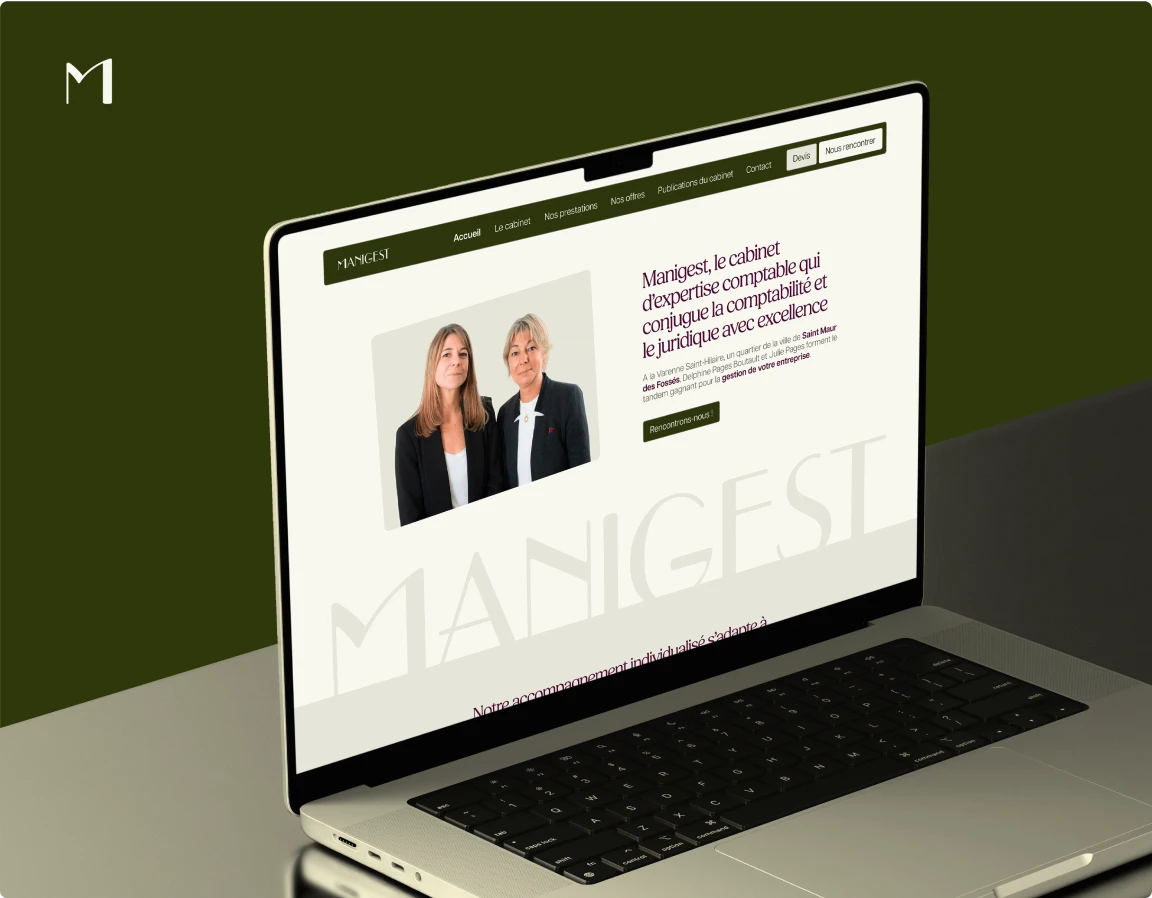 Refonte du site internet Manigest – affichage desktop de la page d'accueil