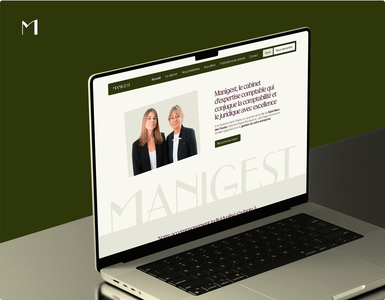 Refonte du site internet Manigest – affichage desktop de la page d'accueil