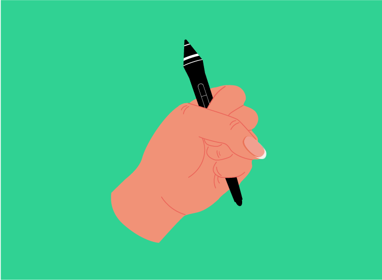 une main tenant un stylo graphique
